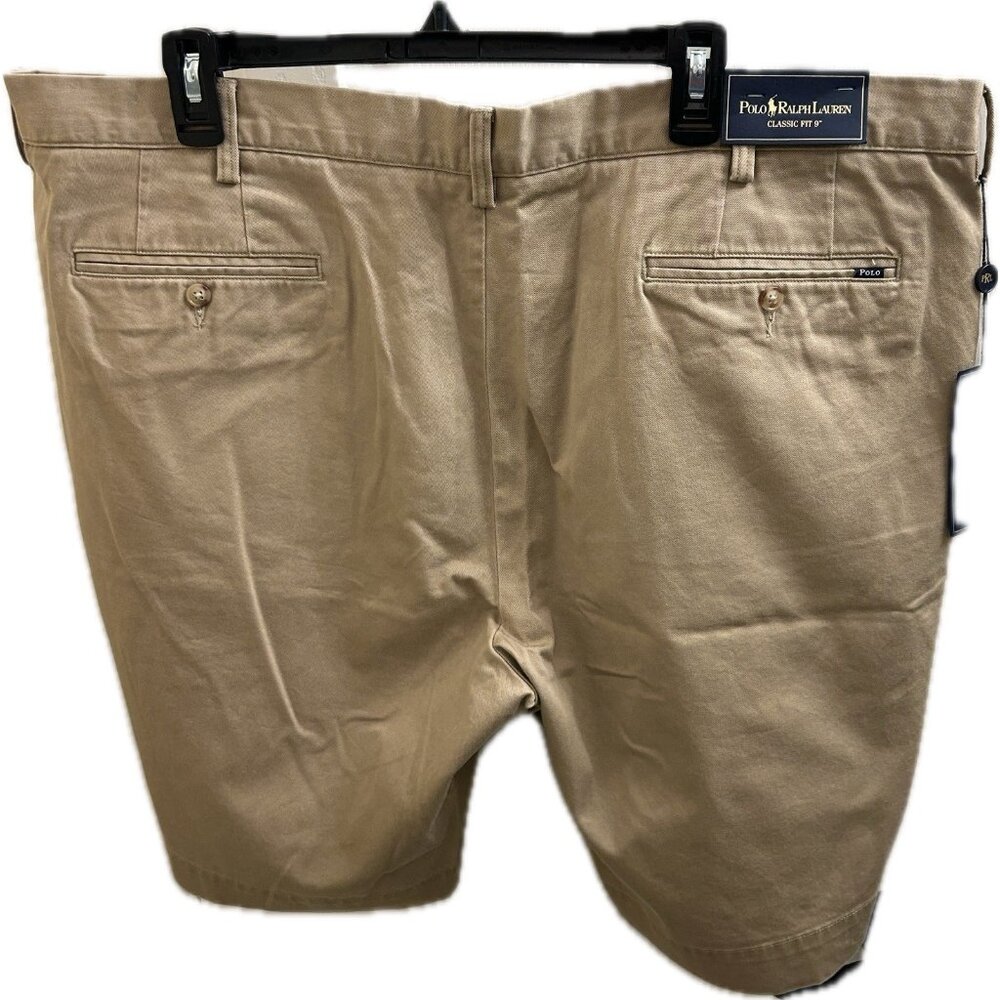 POLO RALPH LAUREN Men's Chino Classic Fit 9" Flat Front Shorts, Tan, nwt 42